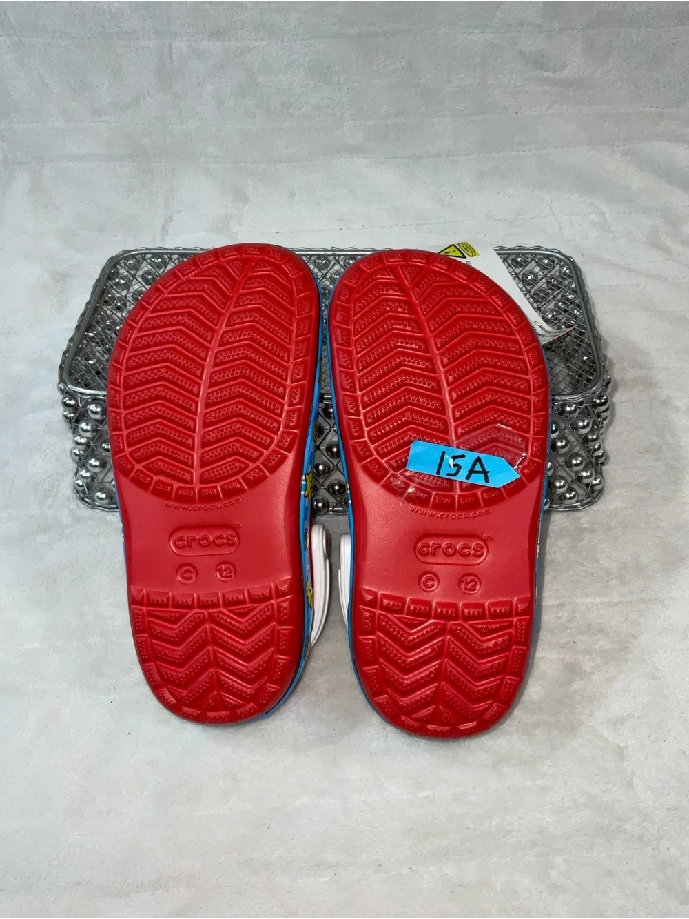 CROCS Kids Red Mario Clog Sandals with White Strap size 12C style 207059-8C1
